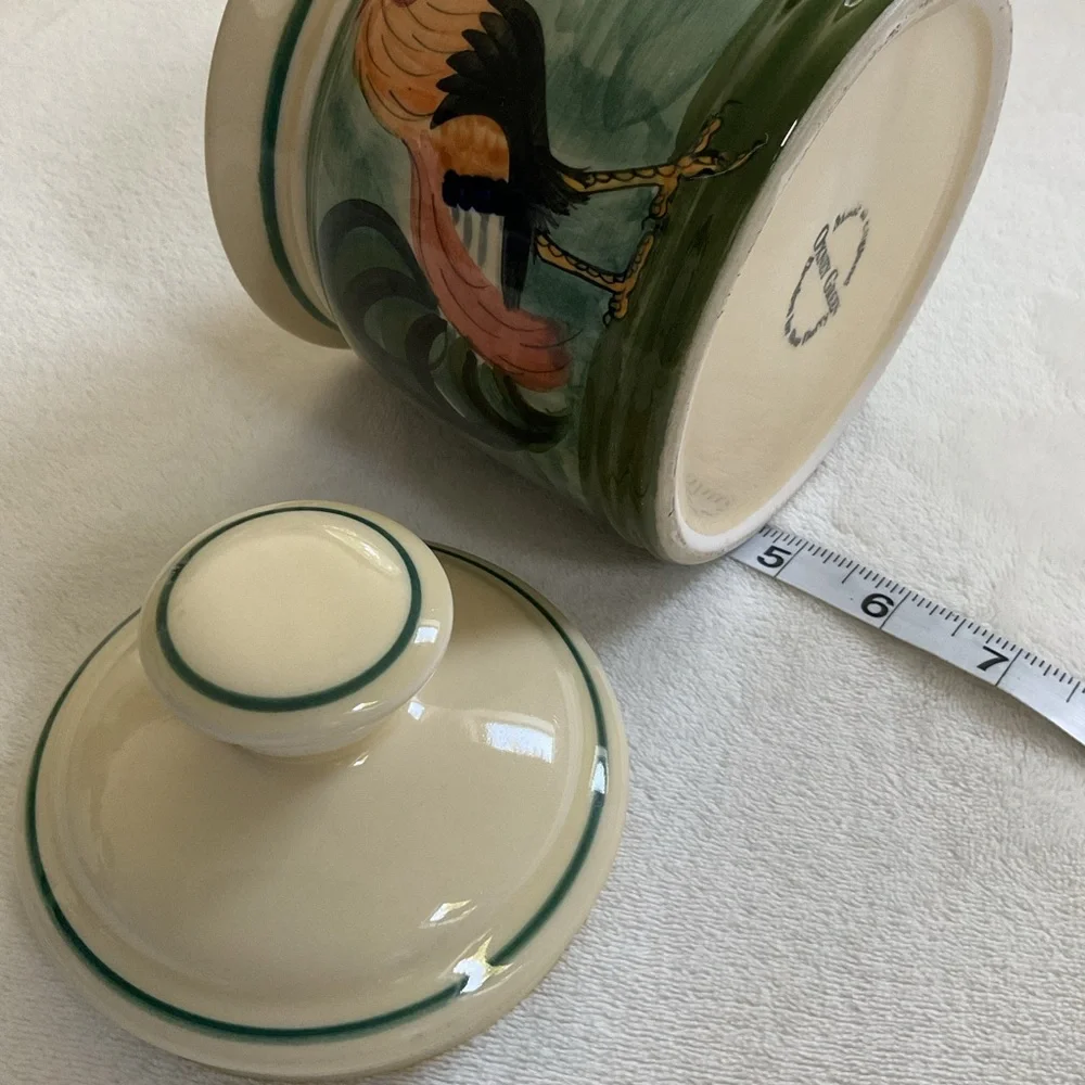 Vintage Oxney Green Rooster Canister Jar Made in England Farmhouse Kitchen